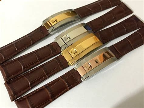 rolex mens leather strap watch|Rolex leather straps with buckle.